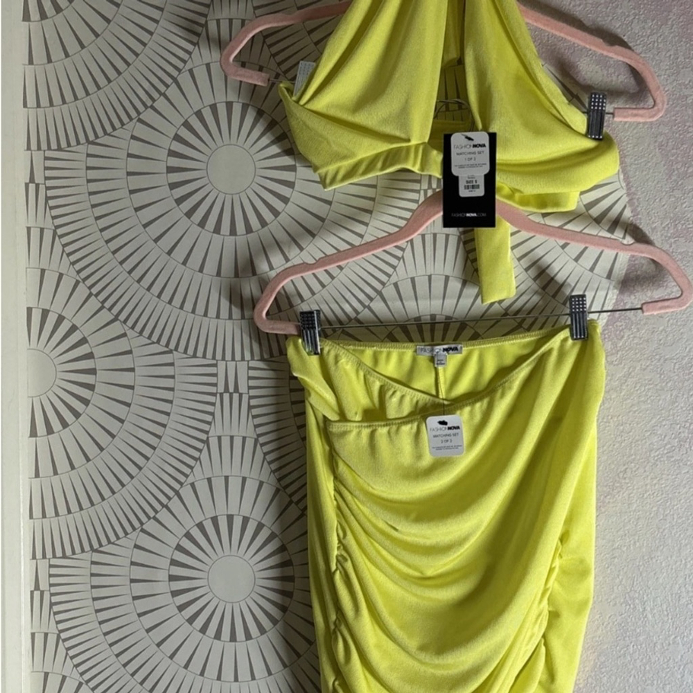 Fashion Nova Yellow Dress Set